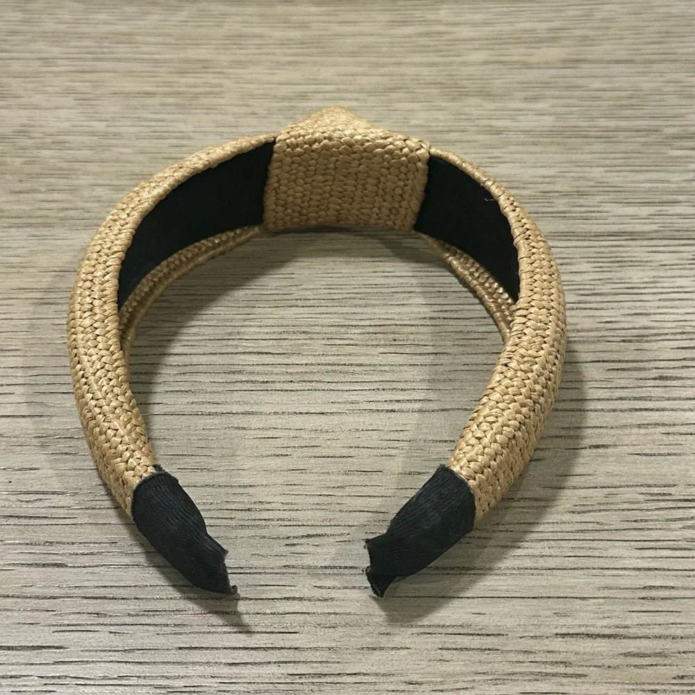 Braided Knot Padded Headband - Natural Straw